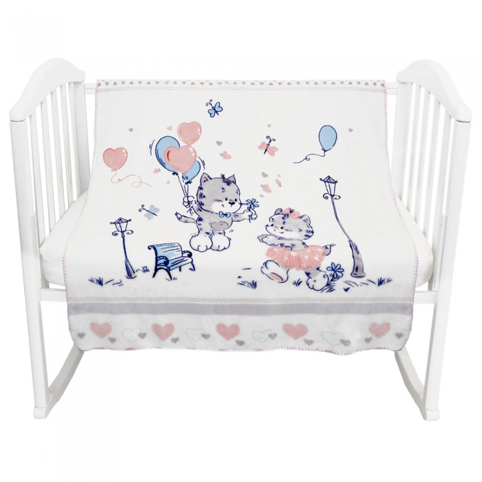 Baby Nice (ОТК) Micro Flannel панно Котята и сердечки 100 х 118