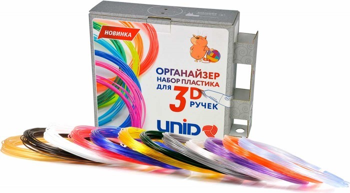 Наборы для творчества Unid Комплект пластика PRO для 3Д ручек -12 цветов в органайзере