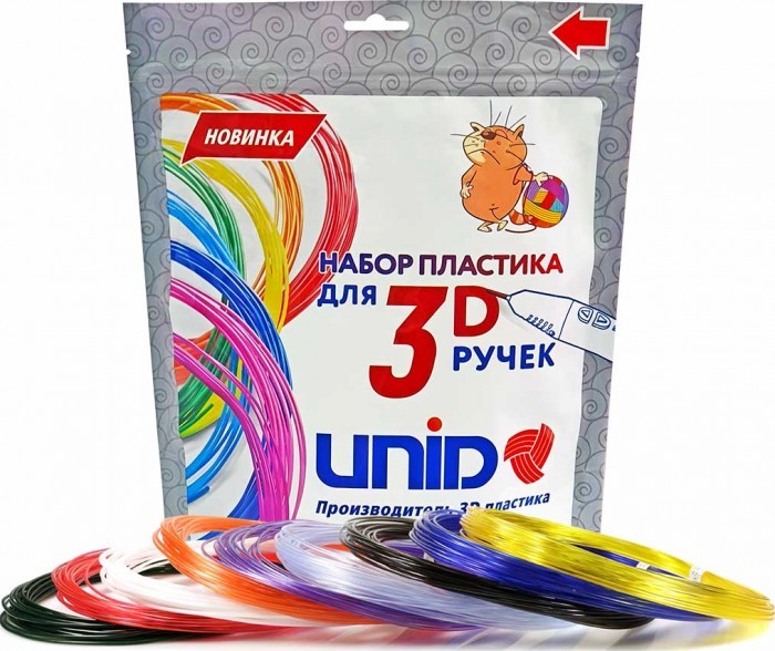 Наборы для творчества Unid Комплект пластика PRO для 3Д ручек (9 цветов)