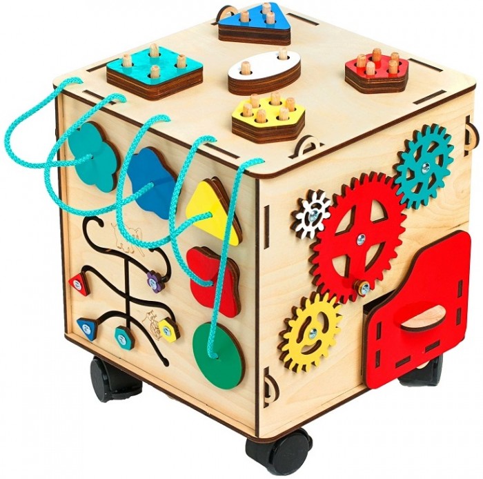 фото Деревянная игрушка нумикон игры монтессори бизи-куб на колесиках