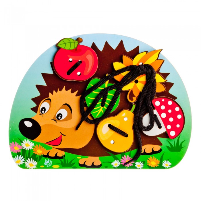

Деревянная игрушка Paremo Игровой набор Шнуровка Еж, Игровой набор Шнуровка Еж