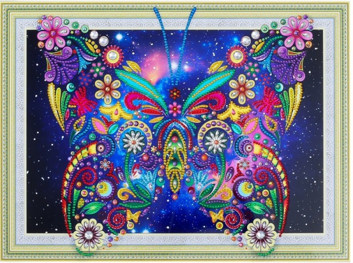 Color Kit Алмазная картина с фигурными стразами Цветочная бабочка FM008 - фото 1