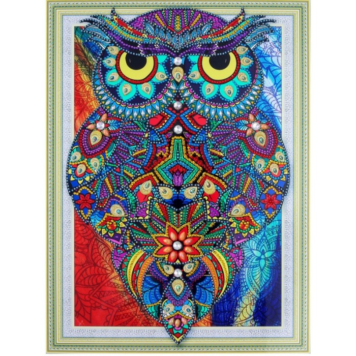 

Color Kit Алмазная картина с фигурными стразами Рубиновая сова, Алмазная картина с фигурными стразами Рубиновая сова