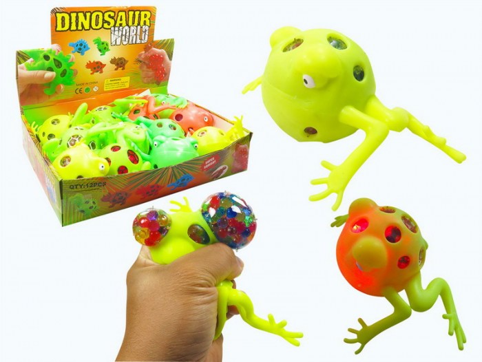 Развивающие игрушки Junfa Мялка с разноцветными шариками Dinosaur World Лягушка со светом
