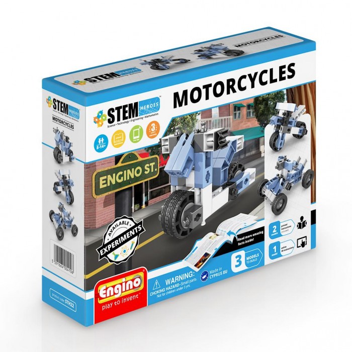 

Конструктор Engino Stem Heroes Набор из 3 моделей Мотоциклы, Stem Heroes Набор из 3 моделей Мотоциклы
