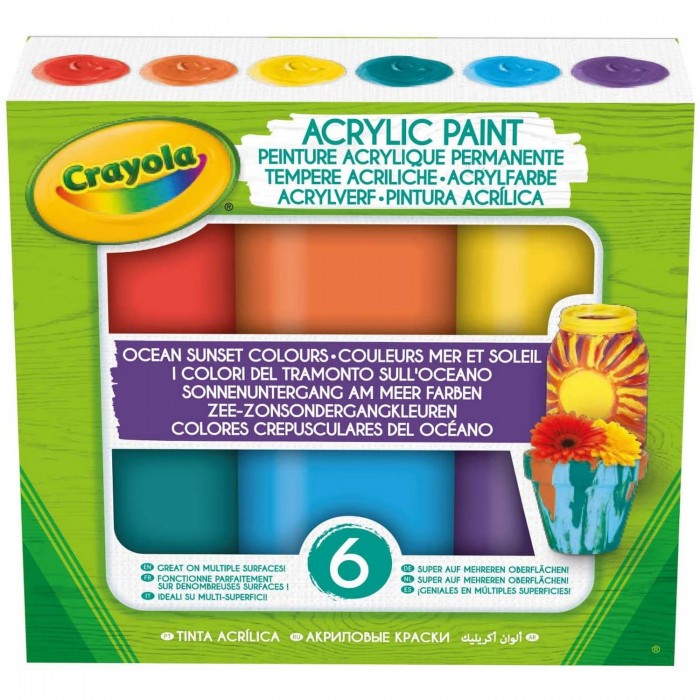 фото Crayola набор акриловых красок закат над океаном 6 шт.