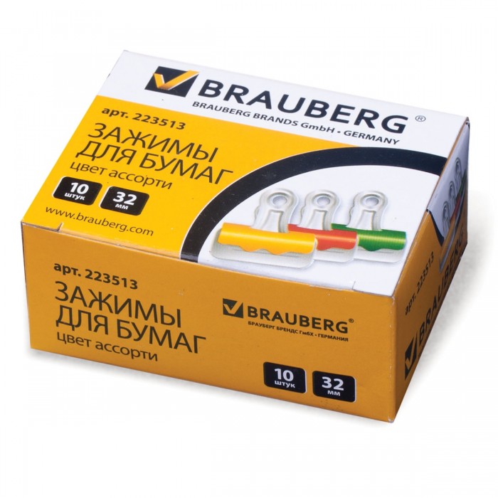 Brauberg Зажимы-бульдоги для бумаг на 80 листов 10 шт. 223513 - фото 1