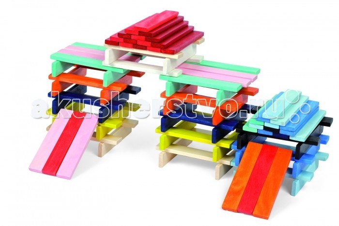Деревянная игрушка Janod Конструктор Разноцветные планки