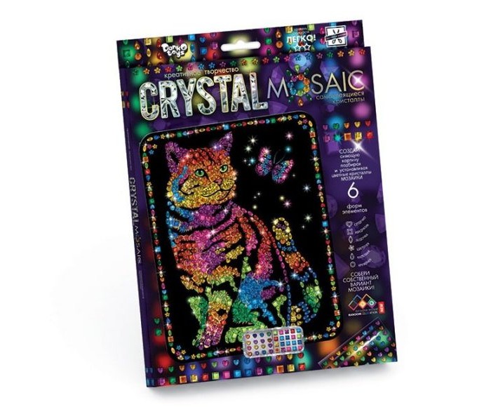 Картины своими руками Danko Toys Набор креативного творчества Crystal Mosaic Кот с бабочкой
