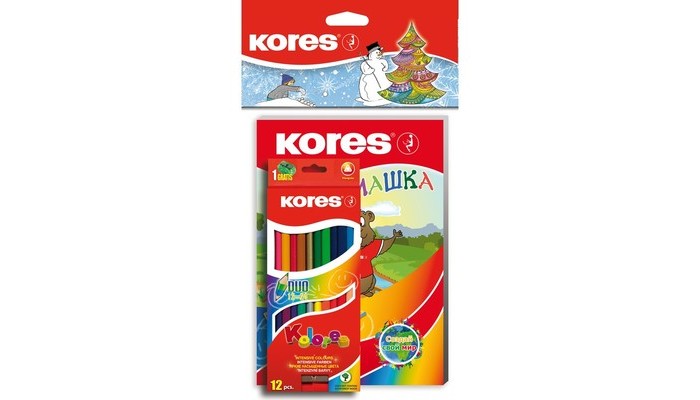 Kores  Карандаши цветные Duo и раскраска Занимашка 24 цвета