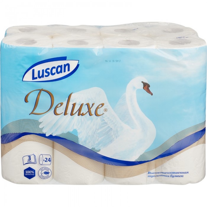 Хозяйственные товары Luscan Туалетная бумага Deluxe 3-х слойная 155 листов 24 шт.