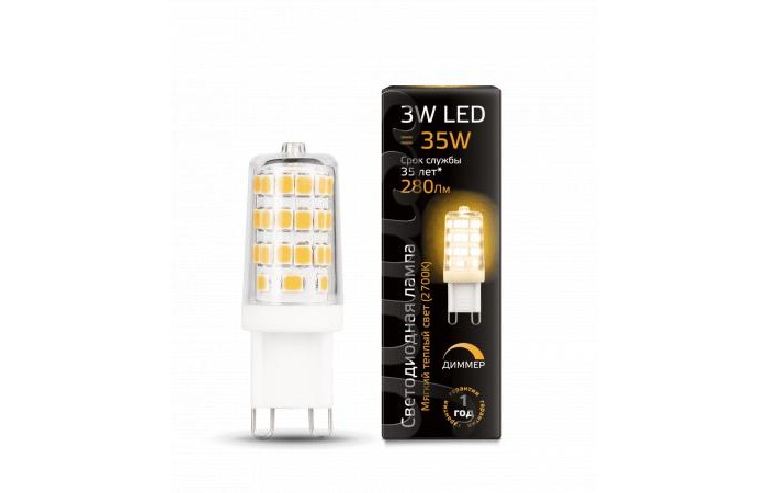 

Светильник Gauss Лампа диммируемая LED G9 AC185-265V 3W 280lm 2700K, Лампа диммируемая LED G9 AC185-265V 3W 280lm 2700K