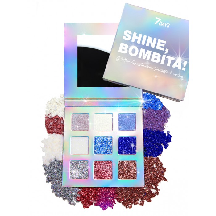 

7Days Тени для век мерцающие с шиммером 9 цветов shine bombita 2 г, Тени для век мерцающие с шиммером 9 цветов shine bombita 2 г
