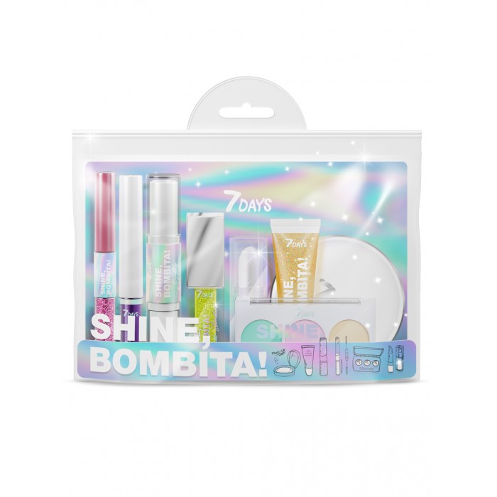 

7Days Подарочный набор для макияжа, косметичка shine bombita №6 amaze 8 средств, Подарочный набор для макияжа, косметичка shine bombita №6 amaze 8 средств