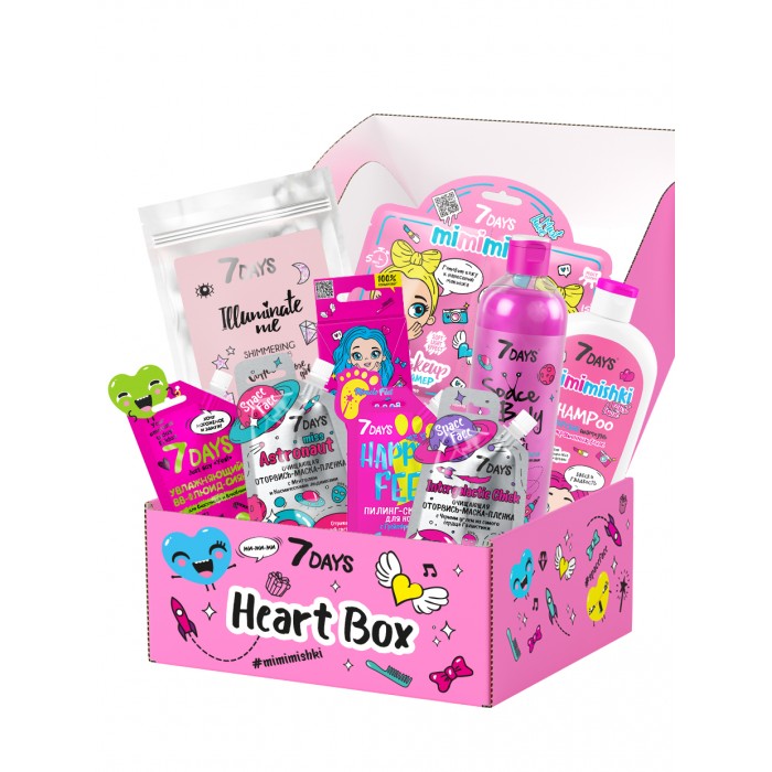 

7Days Подарочный набор средств по уходу за кожей лица, тела и волосами heart box №301, Подарочный набор средств по уходу за кожей лица, тела и волосами heart box №301