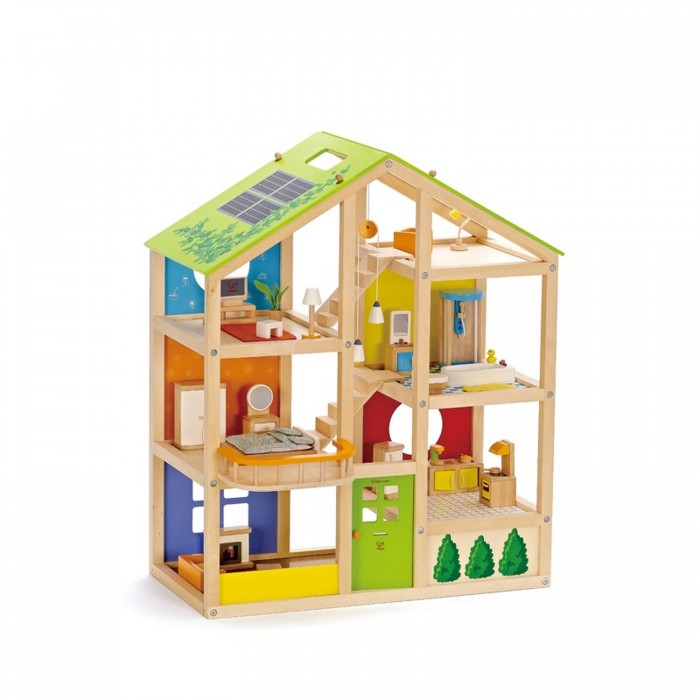 Hape Кукольный дом для мини-кукол с мебелью (33 предмета)