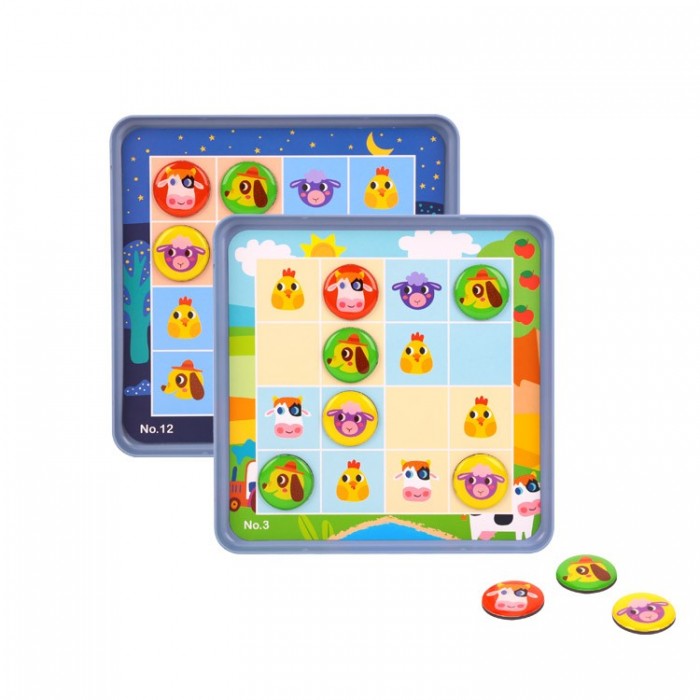 Игры для малышей Tooky Toy Магнитная игра-судоку Ферма судоку для самых умных