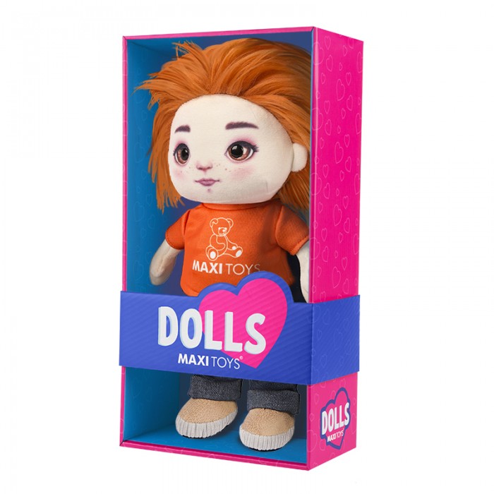 Мягкая игрушка Maxitoys Кукла Милена в оранжевом платье 35 см