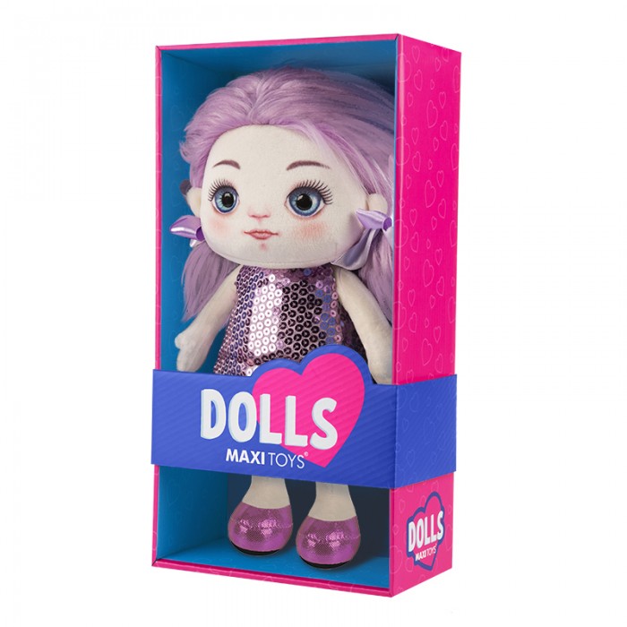 Мягкая игрушка Maxitoys Кукла Василиса в фиолетовом платье 35 см