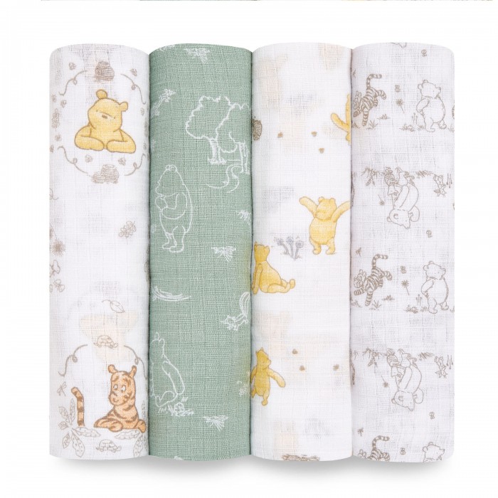 Пеленки AdenAnais муслиновая Winnie+friends Essentials 112х112 см 4 шт. пеленки swaddledesigns муслиновая комплект 4 шт