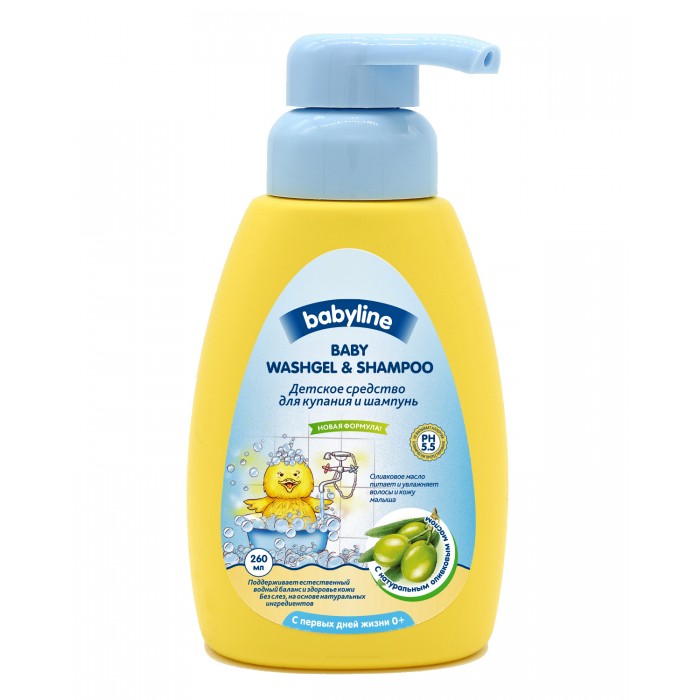 <b>Babyline Средство для</b> купания и шампунь с маслом оливы 260 мл