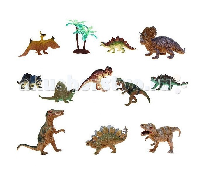 Megasaurs (HGL) Игровой набор динозавров 12 шт.Игровой набор динозавров 12 шт. Megasaurs (HGL) Игровой набор динозавров 12 шт.Игровой набор динозавров 12 шт.Megasaurs (HGL) Игровой набор динозавров 12 шт окунет Вашего ребенка в загадочный, увлекательный, неизведанный доисторический мир! Набор с фгурками динозавров Megasaurs содержит 11 фигурок различных видов доисторических ящеров и одну модель дерева. Фигурки сделаны из мягкого ПВХ, благодаря чему производителю удалось точно воспроизвести фактуру кожи каждого динозавра. Все модели изготавливались учитывая строение скелетов динозавров и полностью соответствуют нашим представлениям о внешнем виде ящеров, пропорции верно сохранены, окраска очень реалистична, а детализация поражает.<br>