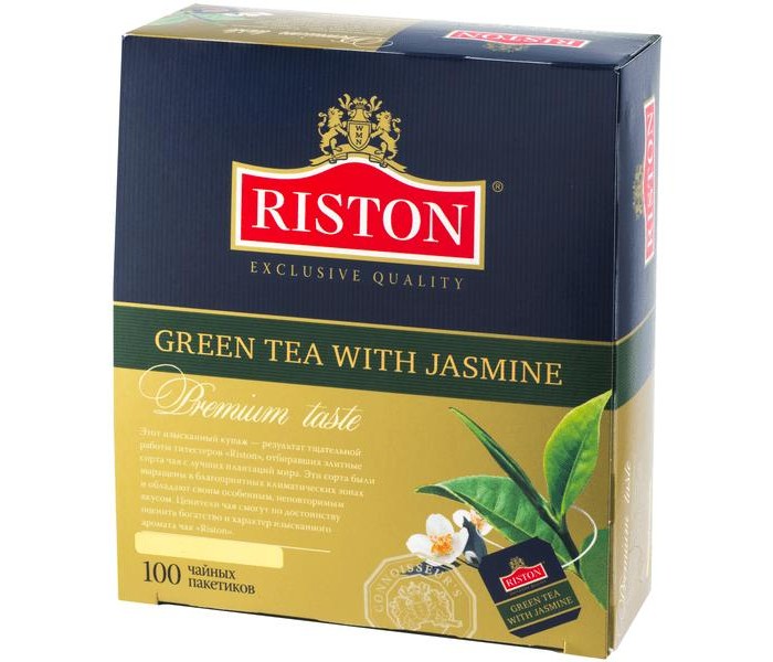 Чай Riston Чай зелёный Green с жасмином ароматизированный 100 пак.