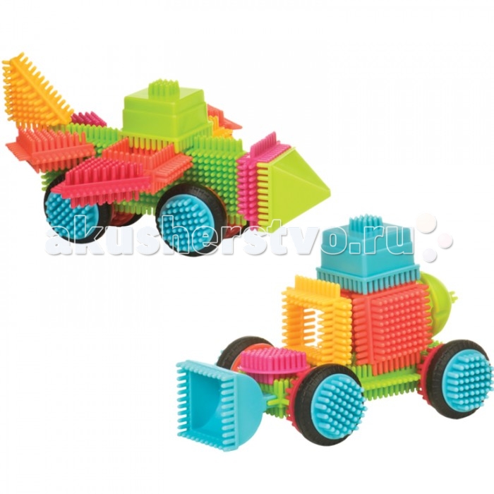 Конструктор Bristle Blocks игольчатый в чемоданчике 85 деталейигольчатый в чемоданчике 85 деталей Конструктор Bristle Blocks игольчатый в чемоданчике 85 деталейигольчатый в чемоданчике 85 деталейBristle Blocks Конструктор игольчатый в ведерке, 85 деталей. Детали конструктора легко соединяются между собой благодаря гибким пластиковым иголочкам. А веселые фигурки животных и тропических растений позволят отправиться в незабываемое путешествие прямо не выходя из дома! Элементы конструктора нежно массируют пальчики и развивают мелкую моторику у ребенка. Игольчатый конструктор развивает фантазию, координацию движений, способность к конструированию, логическое мышление, а также тактильные ощущения, мелкую моторику и речь. Оригинальный игольчатый конструктор Bristle Blocks - тактильный детский конструктор, который позволит вашему ребенку проявить свою фантазию. Элементы конструктора выполнены из яркого разноцветного пластика и оснащены игольчатыми сторонами, которые легко соединяются между собой, практически в любой плоскости. Комплект включает 85 элементов для сборки конструктора.<br>