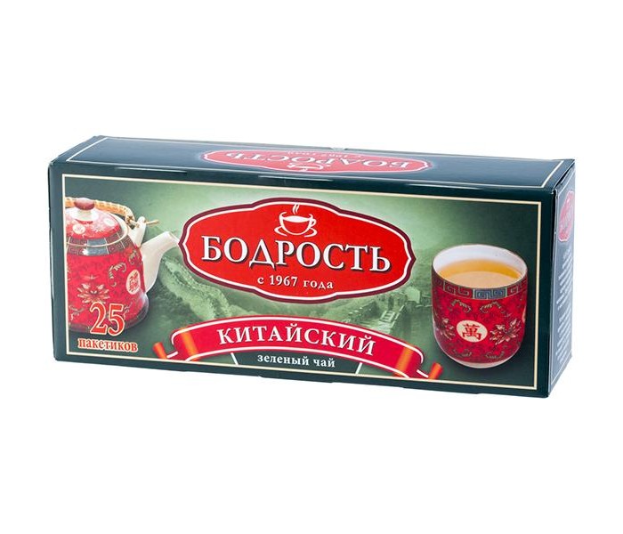 Чай Бодрость Чай зеленый байховый Китайский 25 пак с ярлычком