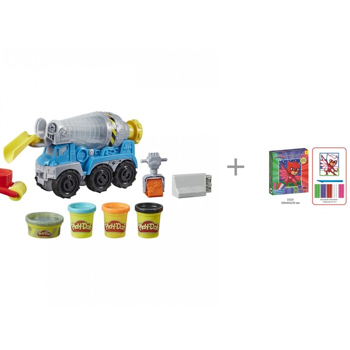 Play-Doh Набор для лепки Wheels Бетономешалка и картина из пластилина Отважная Алетт