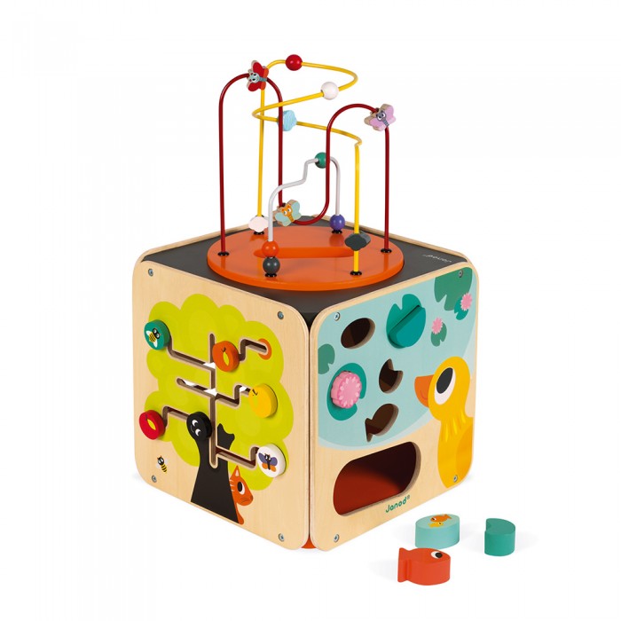 Развивающая игрушка Janod Куб развивающий с комплектом игр: 8 видов активностей