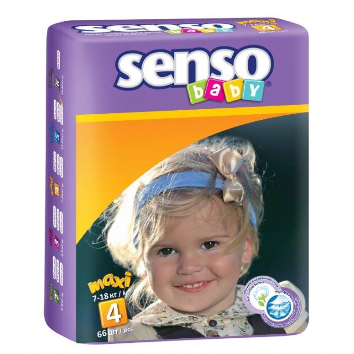 фото Senso Baby Подгузники макси (7-18 кг) 66 шт.
