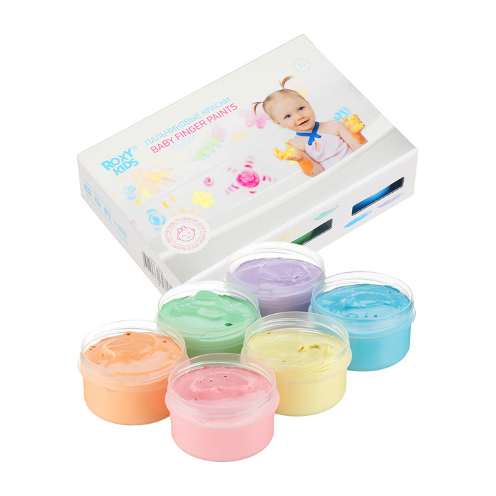  ROXY-KIDS Пальчиковые краски для малышей от 1 года набор 6 цветов по 60 мл