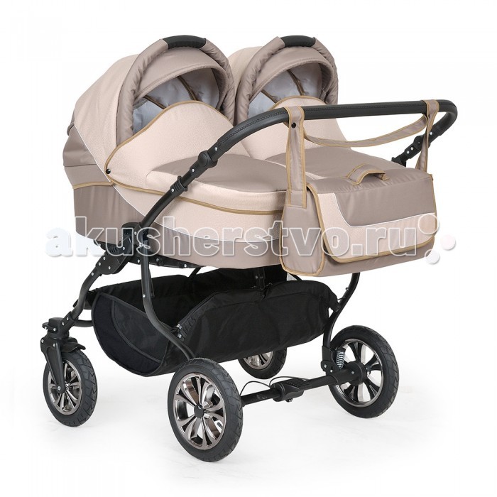 Indigo Коляска для двойни Charlotte Duo 2 в 1Коляска для двойни Charlotte Duo 2 в 1 Indigo Коляска для двойни Charlotte Duo 2 в 1Коляска для двойни Charlotte Duo 2 в 1Indigo Коляска для двойни Charlotte Duo 2 в 1 - практичная и красивая модель для двойни. Коляска оснащена поворачивающимися колесами и двумя независимыми люльками, для большего удобства. Продуманная функциональная конструкция делает ее комфортной и удобной для малышей и родителя. Рама: Широкая рама на поворотных колесах, с возможностью установки на нее двух люлек или двух прогулочных модулей Надувные колеса снижают уровень вибрации, что обеспечит малышу комфорт во время движения по неровной дороге Для повышения уровня комфорта коляска оборудована двухступенчатым регулируемым амортизатором, который поглощает колебания независимо от нагрузки и скорости движения Центральный тормоз при необходимости можно нажать одной ногой, а процесс торможения всегда будет быстрым и надежным Установка элементов коляски (люльки, прогулочного модуля) возможна в обе стороны движения. Люлька: надёжная, пластиковая, вентилируемая люлька с матрасом в комплекте люлька устанавливается как лицом к маме, так и наоборот люлька оснащена теплым матрасом, внутренняя обивка люльки состоит из 100% хлопка люлька с удобной ручкой для удобного съёма, установки и переноса люльки благодаря ручке на капюшоне, люльку возможно использовать как переносную колыбельку большой капюшон с козырьком и вентиляционным окошком утепленный чехол на люльку с высоким бортом, который защитит малыша в плохую погоду от ветра в комплекте вместительная сумка и пеленальный матрасик, который всегда пригодится маме. Прогулочный блок: в комплекте теплый чехол на прогулочный блок, который полностью защитит вашего малыша от любой непогоды спинка прогулочного блока регулируется в 4-х положениях, включая горизонтальное надёжная подножка обшита эко кожей(легко содержать в чистоте), регулируется в 4-х положениях для удобства вашего малыша у коляски 5-ти точечные ремни безопасности с мягкими плечевыми накладками, с 5-ю позициями фиксирования ремней в прогулочном блоке и надёжный фиксатор ремней прогулочный блок можно устанавливать в обоих направлениях, как лицом к дороге так и лицом к маме, что-бы было удобно наблюдать за малышом большой капюшон с козырьком оснащен вентиляционным окошком, прикрытым антимоскитной сеткой капюшон съёмный, легко снимается и одевается на прогулочный блок. В комплект входит: 2 люльки 2 прогулочных блока Большая сумка для мамы 2 чехла на ножки Корзина для покупок 2 москитные сетки 2 дождевика Матрас. Размеры и вес: Внутренний размер люлек (длина, ширина, высота): 80х31х16 см Ширина рамы: 94 см Вес одной люльки: 4.8 кг Вес одного прогулочного блока: 5 кг Вес рамы коляски без колес: 7.7 кг Вес коляски с люльками: 21.5 кг Вес коляски с прогулочными блоками: 22 кг.<br>
