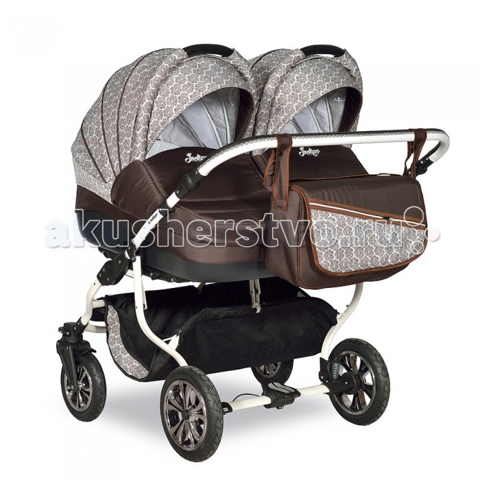 Indigo Коляска для двойни Duo Color 2 в 1Коляска для двойни Duo Color 2 в 1 Indigo Коляска для двойни Duo Color 2 в 1Коляска для двойни Duo Color 2 в 1Slaro Indigo Duo Color - практичная и красивая модель для двойни. Коляска оснащена поворачивающимися колесами и двумя независимыми люльками, для большего удобства. Продуманная функциональная конструкция делает ее комфортной и удобной для малышей и родителя. Рама: Широкая рама на поворотных колесах, с возможностью установки на нее двух люлек или двух прогулочных модулей Надувные колеса снижают уровень вибрации, что обеспечит малышу комфорт во время движения по неровной дороге Для повышения уровня комфорта коляска оборудована двухступенчатым регулируемым амортизатором, который поглощает колебания независимо от нагрузки и скорости движения Центральный тормоз при необходимости можно нажать одной ногой, а процесс торможения всегда будет быстрым и надежным Установка элементов коляски (люльки, прогулочного модуля) возможна в обе стороны движения. Люлька: люлька устанавливается как лицом к маме, так и наоборот люлька оснащена теплым матрасом, внутренняя обивка люльки состоит из 100% хлопка люлька с удобной ручкой для удобного съёма, установки и переноса люльки благодаря ручке на капюшоне, люльку возможно использовать как переносную колыбельку большой капюшон с козырьком и вентиляционным окошком утепленный чехол на люльку с высоким бортом, который защитит малыша в плохую погоду от ветра в комплекте вместительная сумка и пеленальный матрасик, который всегда пригодится маме Прогулочный блок: в комплекте теплый чехол на прогулочный блок, который полностью защитит вашего малыша от любой непогоды спинка прогулочного блока регулируется в 4-х положениях, включая горизонтальное надёжная подножка обшита эко кожей(легко содержать в чистоте), регулируется в 4-х положениях для удобства вашего малыша у коляски 5-ти точечные ремни безопасности с мягкими плечевыми накладками, с 5-ю позициями фиксирования ремней в прогулочном блоке и надёжный фиксатор ремней прогулочный блок можно устанавливать в обоих направлениях, как лицом к дороге так и лицом к маме, что-бы было удобно наблюдать за малышом большой капюшон с козырьком оснащен вентиляционным окошком, прикрытым антимоскитной сеткой капюшон съёмный, легко снимается и одевается на прогулочный блок В комплект входит: 2 люльки 2 прогулочных блока Большая сумка для мамы 2 чехла на ножки Корзина для покупок Москитная сетка Матрас<br>
