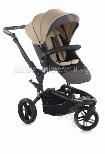 Прогулочная коляска Jane TRiderTRider Прогулочная коляска Jane TRiderTRiderПрогулочная коляска Jane TRider гарантирует оптимальную маневренность, простоту в управлении и отличную проходимость за счет поворотного переднего колеса. Мягкая подвеска и большие задние колеса сглаживают любые неровности дорожного покрытия. Шасси выполнено в форме буквы «С», что позволит Вам свободно идти, не задевая колеса. Фиксатор тормоза, расположенный на ручке коляски – еще одна удобная особенность, помогающая не повредить обувь. Благодаря специально разработанной системе складывания, шасси можно уменьшить примерно на 30% и разместить даже в самом небольшом багажнике. Прогулочный блок: для детей от 6-ти месяцев до 3-х лет обивка - влагонепроницаемые, дышащие, гипоаллергенные ткани, легко снимаются сидение расположено высоко, что позволяет использовать его как стульчик для кормления за столом вентилируемое посадочное место позволит чувствовать вашему малышу себя комфортно даже в очень жаркую погоду можно использовать в двух положениях: лицом к маме и наоборот наклон спинки регулируется вместе с подножкой (по типу кокон) съемный бампер большой капюшон с вентилируемыми окошками пятиточечный ремень безопасности с центральной регулировкой и мягкими накладками. Ручка: удобная эргономичная форма с фиксатором тормоза, что позволяет использовать тормоз, не повреждая обувь наклон регулируется в 3-х положениях. Колеса: три чёрных резиновых колёса без подкачки износоустойчивы к проколам колеса с шарикоподшипниками переднее колесо поворотное. Шасси: легкое и прочное шасси из анодированного алюминия легко складывается книжкой одной рукой, в сложенном состоянии удобна для транспортировки регулируемая амортизация прижимной саморегулирующийся тормоз объемная корзина для покупок оборудовано системой крепления Pro Fix: установить прогулочный блок, люльку или автокресло можно одним движением.<br>