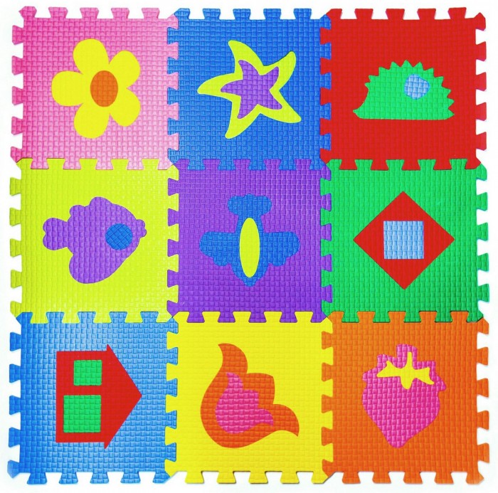 Игровой коврик Janett Мягкий детский конструктор с вырубными картинками 33x33x1.8 см
