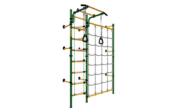 Kampfer Детский спортивный комплекс Gridline WallДетский спортивный комплекс Gridline Wall Kampfer Детский спортивный комплекс Gridline WallДетский спортивный комплекс Gridline WallKampfer Детский спортивный комплекс Gridline Wall отличается высокой износоустойчивостью и повышенной экологической безопасностью! Особенности: Надежный! Стойкая к износу покраска. Более прочные стойки диаметром D=42 мм выдерживают заводские испытания 100 кг. Красивый! Стильный современный дизайн и качественное исполнение! Приятная цветовая гамма на ваш выбор! Многофункциональный! Безграничные возможности для модификации! Применена технология передвижного турника. Безопасный! Все соединения закрыты защитными заглушками, навесные элементы не скользят, износоустойчивые тросы диаметром D=10 мм. Экологичный! Используется порошковая краска BECKERS – которая отмечена, как наиболее экологичная краска в Европе; Удобный! Легкая сборка и хранение! Компактная разборная конструкия которая, позволяет перевозить его даже в лековом автомобиле! Для производства продукции Kampfer используются самые надежные крепления, детали и лучшие материалы прошедшие тщательный контроль качества! Легкая сборка - новые детские спортивные комплексы поставляются в виде двух полулестниц, что значительно облегчает сборку. Детский спортивный комплекс ДСК Kampfer Gridline Ceiling это новая прочная конструкция всем известной шведской стенки. Стойки-опоры ДСК диаметром в 42х1.5 мм позволяет выдерживать пользователей весом до 100 кг. Одинаково хорошо подходит как для самых маленьких детей от 3 лет, так и для подростков, и их родителей! Компактная конструкция дополнена канатным лазом,который Крепится к детскому спортивному комплексу позволяет выполнить множество упражнений, на развитие мышц спины, пресса, рук и ног. Дети с удовольствием играют на этом детском спортивном уголке часами, при этом укрепляются мышцы развивается ловкость и физическое здоровье малышей. А взрослым Kampfer Gridline Ceiling поможет улучшить свою спортивную форму не выходя из дома! Прочные стойки диаметром трубы D=42 мм, толщиной 1.5 мм, выдерживают заводские испытания 100 кг. Легкая сборка - новые детские спортивные комплексы поставляются в виде двух полулестниц, что значительно облегчает сборку. Модернизированный узел соединения стоек предотвращает их изгиб при повышенных нагрузках. Крепление: к стене - универсальный и надежный вариант крепления. Можно использовать для помещений с подвесными и натяжными потолками. Не подходит при хрупких и гипсокартонных стенах , для них лучше подойдут модели с креплением враспор. Комплектация: турник подвижный кольца гимнастические веревочная лестница стойка с двумя связями-перекладинами и канатным лазом Не регулируемая высота стоек: 2,08 м Регулируемая высота турника: до 2,27 (зависит от варианта установки) Размеры(дл. шир. выс.): 0,84 х 1,84 х 2,08 м Общаяя ширина ДСК (Ширина шведской стенки+стойка с сеткой+выступ турника): 184 см Ширина шведской лестницы: 49 см (расстояние от центра одной стойки, до центра другой стойки) Расстояние между ступеньками: 26 см (от одной ступени до другой) Диаметр стоек: 4,2 см Диаметр ступенек с пвх покрытием: 3,2 см Расстояние от стоек до турника - 55 см Ширина захвата турника: 86 см Высота стойки с канатным лазом :209 см Общая длина перекладины и стойки с канатным лазом: 120 см Ширина стойки: 4 см Отступ от стены: ширина стойки + крепления: 28 см<br>