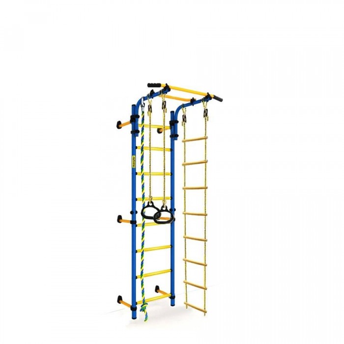 Kampfer Детский спортивный комплекс Strong Kid Wall NewДетский спортивный комплекс Strong Kid Wall New Kampfer Детский спортивный комплекс Strong Kid Wall NewДетский спортивный комплекс Strong Kid Wall NewKampfer Детский спортивный комплекс Strong Kid Wall New отличается высокой износоустойчивостью и повышенной экологической безопасностью! Особенности: Надежный! Стойкая к износу покраска. Более прочные стойки диаметром D=42 мм выдерживают заводские испытания 100 кг. Красивый! Стильный современный дизайн и качественное исполнение! Приятная цветовая гамма на ваш выбор! Многофункциональный! Безграничные возможности для модификации! Применена технология передвижного турника. Безопасный! Все соединения закрыты защитными заглушками, навесные элементы не скользят, износоустойчивые тросы диаметром D=10 мм. Экологичный! Используется порошковая краска BECKERS – которая отмечена, как наиболее экологичная краска в Европе. Удобный! Легкая сборка и хранение! Компактная разборная конструкия которая, позволяет перевозить его даже в лековом автомобиле! Для производства продукции Kampfer используются самые надежные крепления, детали и лучшие материалы прошедшие тщательный контроль качества! Легкая сборка - новые детские спортивные комплексы поставляются в виде двух полулестниц, что значительно облегчает сборку. Детский спортивный комплекс ДСК Kampfer Strong Kid Ceiling это новая прочная конструкция всем известной шведской стенки - которая позволяет выдерживать пользователя весом до 100 кг. Одинаково хорошо подходит как для самых маленьких детей от 3 лет, так и для подростков, и их родителей! Компактная конструкция занимая не много места позволяет выполнить множество упражнений, на развитие мышц спины, пресса, рук и ног. Дети с удовольствием играют на этом детском спортивном уголке часами, при этом укрепляются мышцы развивается ловкость и физическое здоровье малышей. А также Kampfer Strong Kid поможет и взрослым улучшить свою спортивную форму не выходя из дома! Более прочные стойки диаметром трубы D=42 мм, толщиной 1,5 мм, выдерживают заводские испытания 100 кг. Модернизированный узел соединения стоек предотвращает их изгиб при повышенных нагрузках. Способ установки пристенный - крепится к стене. Универсальный и надежный вариант крепления. Можно использовать для помещений с подвесными и натяжными потолками. Не подходит при гипсокартонных стенах. Комплектация:<br>