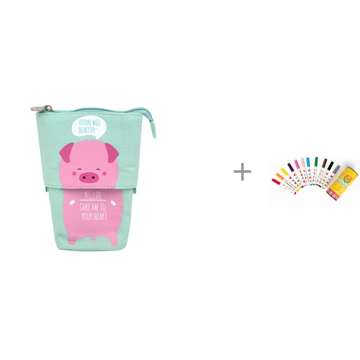 

Kawaii Factory Пенал большой My friend - Piggy с фломастерами Jar Melo 12 шт., Пенал большой My friend - Piggy с фломастерами Jar Melo 12 шт.