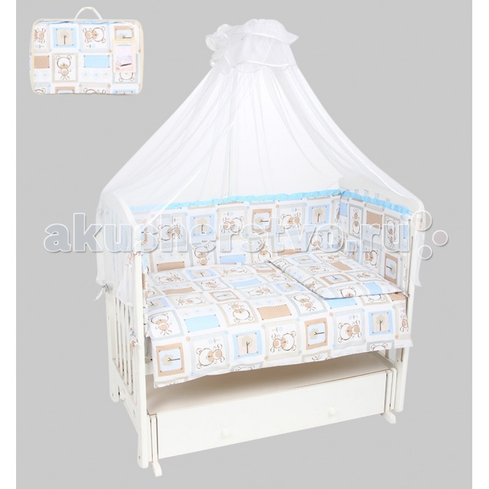

Комплект в кроватку Leader Kids Мишки в квадратах (7 предметов)