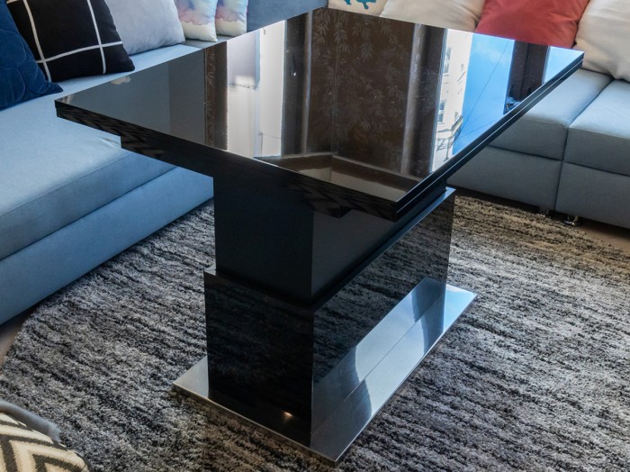 фото Levmar стол-трансформер slide глянец (опоры нержавеющая сталь)