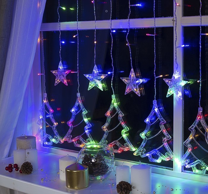 

Luazon Lighting Гирлянда Бахрома с насадками Ёлки 2.4 м, Гирлянда Бахрома с насадками Ёлки 2.4 м