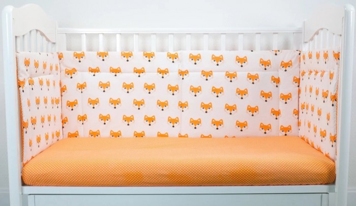 фото Бортик в кроватку magic city апельсиновый лис 30x60 см
