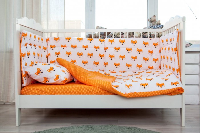 Комплект в кроватку Magic City Апельсиновый лис (7 предметов) с бортиками 30 см КМП-ПП-021/30 Апельсиновый лис (7 предметов) с бортиками 30 см - фото 1