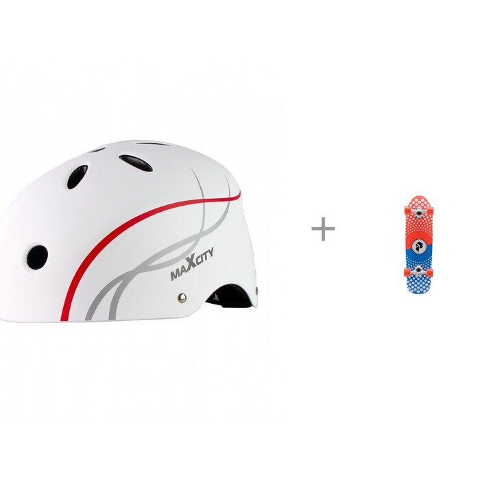 фото Maxcity шлем roller liner и скейтборд круизер dots plank