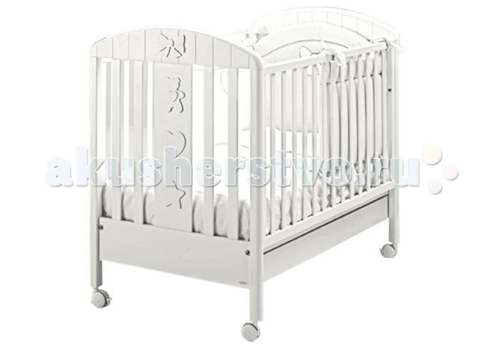 Детская кроватка MIBB BlancheBlanche Детская кроватка MIBB BlancheBlancheДетская кроватка MIBB Blanche Детская кроватка Mibb Blanche - это изящная и функциональная кроватка для детей с рождения и до 3-х лет. Кроватка выполнена в современном стиле из безопасных нетоксичных материалов по европейским стандартам качества. Чистый и непринужденный белый цвет идеально вписывается в дизайн детской комнаты. Рейки боковин находятся на безопасном для малыша расстоянии. Ложе устанавливается в 2-ух положениях по высоте в зависимости от возраста ребенка. Передняя боковина опускается для удобства укладывания ребенка. Просторный ящик внизу кроватки подходит для хранения постельных принадлежностей или игрушек. Четыре прорезиненных колеса делают кроватку маневренной и не царапают напольное покрытие. На двух колесах имеются тормозные фиксаторы. Кроватка Mibb Blanche подарит Вашему малышу безопасный и комфортный сон. Характеристики: от рождения до 3-х лет опускающаяся боковая стенка вместительный ящик для постельного белья или игрушек 4 роликовых колеса со стояночным тормозом 2 уровня ложа<br>