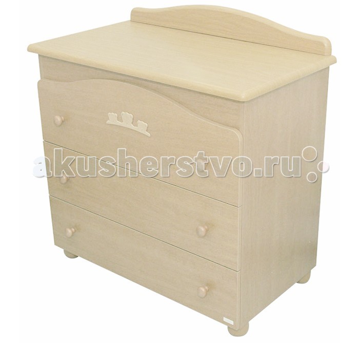 Комод MIBB Tender пеленальный (3 ящика)Tender пеленальный (3 ящика) Комод MIBB Tender пеленальный (3 ящика)Tender пеленальный (3 ящика)Комод MIBB Tender пеленальный (3 ящика) Для безопасного купания и гигиенических процедур отлично подходит пеленальный комод со встроенной анатомической ванночкой. Пеленальный комод Mibb - это удобный и функциональный комод, который позволяет держать все необходимое под рукой. Ванночка скрыта под верхней крышкой комода, на которой удобно расположена пеленальная поверхность. Четыре роликовых колеса позволяют без труда перемещать комод по комнате, а при необходимости его можно зафиксировать надежными стопорами на двух колесах. Специальное покрытие на колесах не царапает пол. Комод из коллекции Mibb идеально подходит к оформлению детской комнаты и делает ее более удобной и функциональной. Три вместительных ящика на роликовых направляющих имеют систему плавного закрывания. Верхний ящик украшает резная аппликация в виде мишек. Комод выполнен в соответствии с европейскими нормами безопасности из чистых природных материалов. Характеристики: - 3 объемных выдвижных ящика (для хранения) -поверхность для пеленания и ухода за ребенком - анатомическая ванночка для купания ребенка - 4 колеса (2 колеса с фиксатором) - эргономичные ручки - мягкий матрасик для пеленания - аппликация в виде мишек Материалы: - экологически чистый массив бука - ящики из МДФ - краски, лаки, клей (нетоксичные, безвредные) устойчивые к воздействию влаги. Внешние габариты (Ширина х Высота х Глубина): 75 x 90х 46 см.<br>