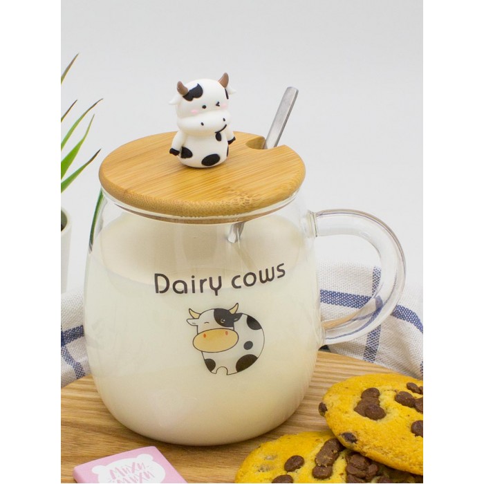 Mihi Mihi Кружка с крышкой и ложкой Коровка Dairy Cows 450 мл