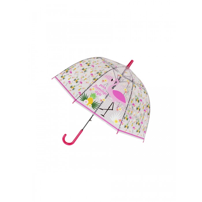 Зонт Mihi Mihi трость Фламинго прозрачный купол